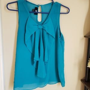 Sheer Teal Bow Tank Top